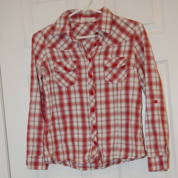 XAI 100% Cotton Women's Western Style Red Plaid Shirt Size SP - Picture 2 of 10